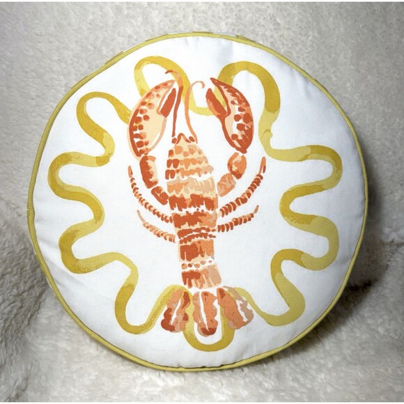Threshold 16” Round Outdoor Throw Pillow Yellow Lobster Patio Cushion NEW - Picture 5 of 6